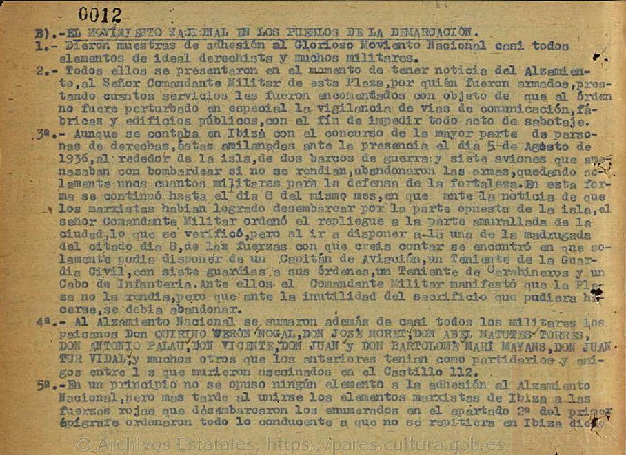 Los falangistas asesinados en Ibiza el 13 de septiembre de 1936
